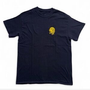 Smiley Originals Black Melting Face Embroidered Tee - M